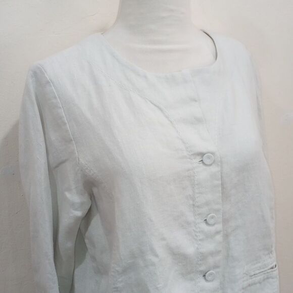 NEW! Eileen Fisher Round Neck Button Front Irish Linen Jacket - PM - $158 - Picture 4 of 8